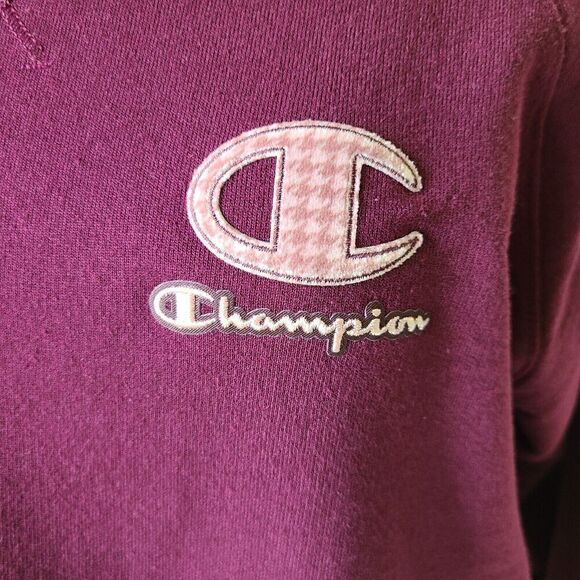 Champion Crew Neck Sweatshirt Women’s Large Purple Pullover Spell Out Logo - Picture 3 of 10
